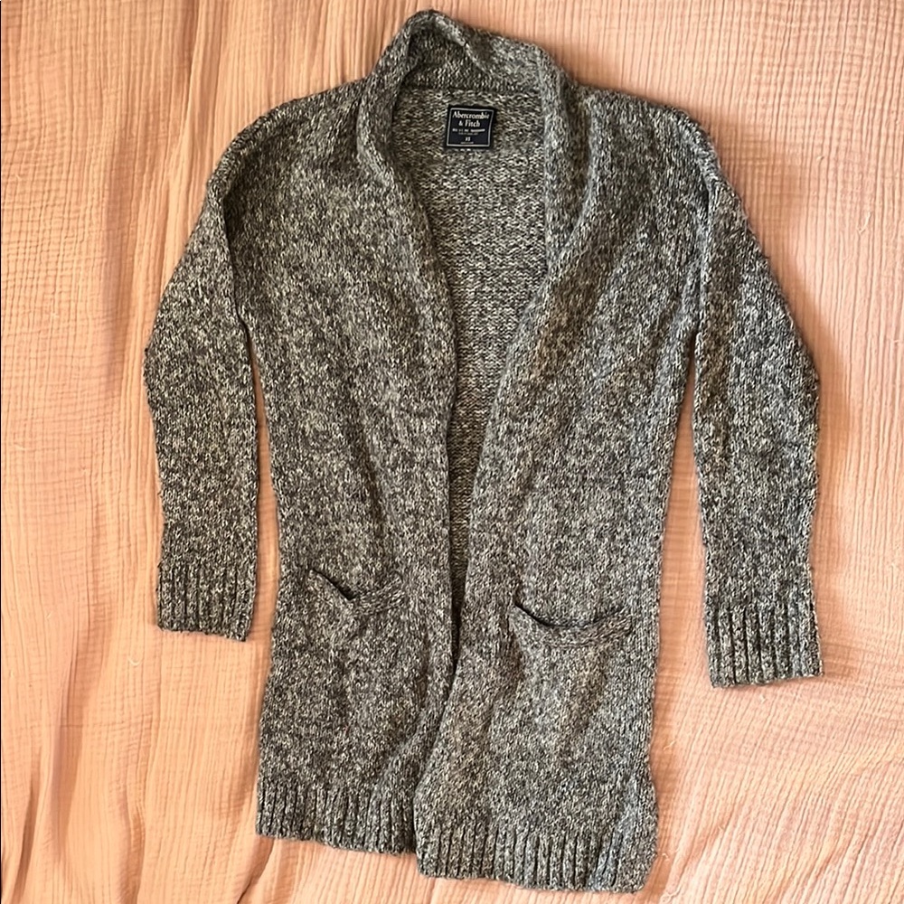 Women's Gray Open-Front Sweater